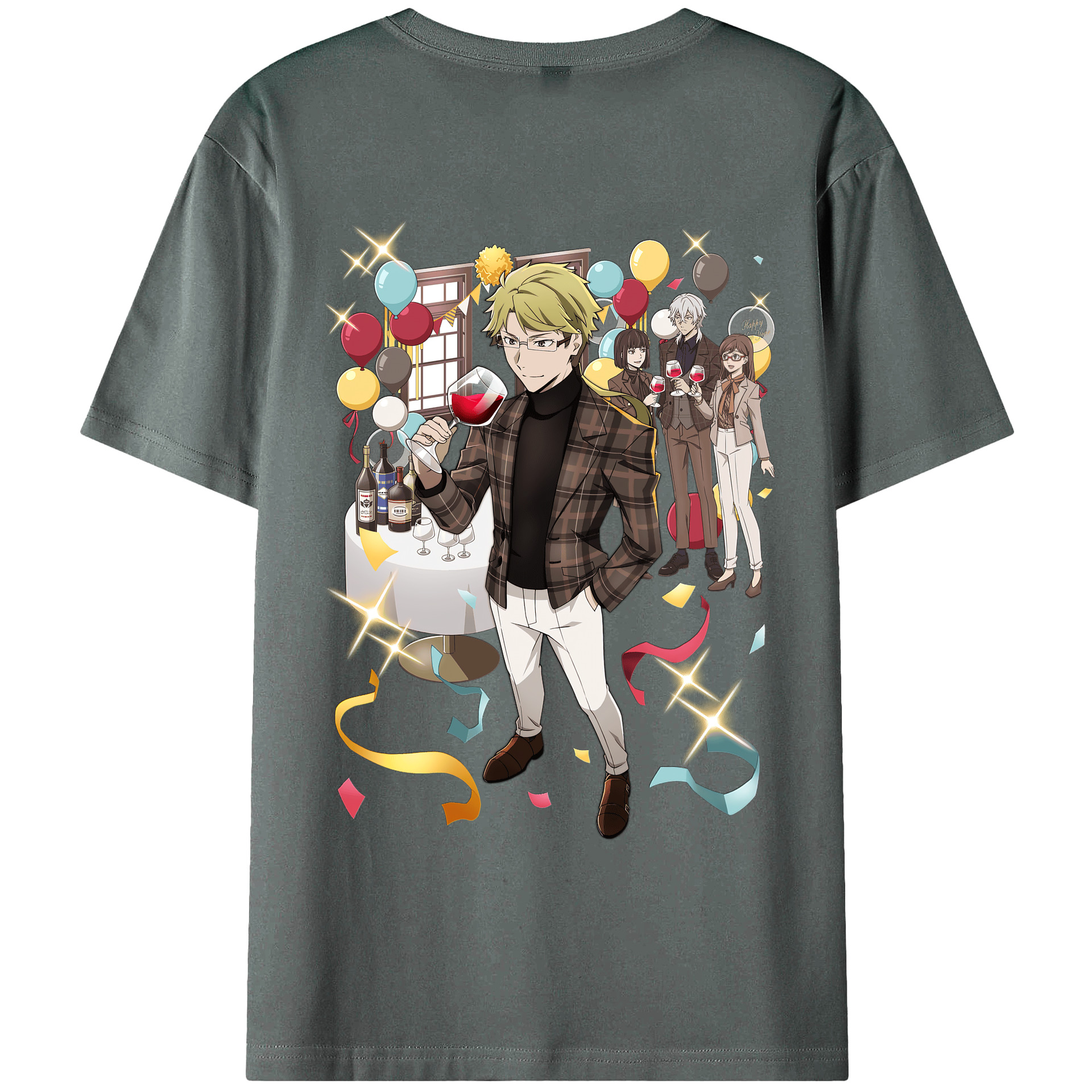 （画像用） 文豪ストレイドッグス Bungo Stray Dogs 綿100％ メンズ半袖Tシャツ（バックプリント） 通気性
